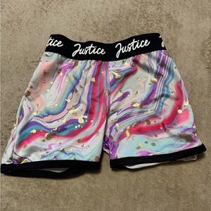 Justice Multicolor Marble Print Shorts